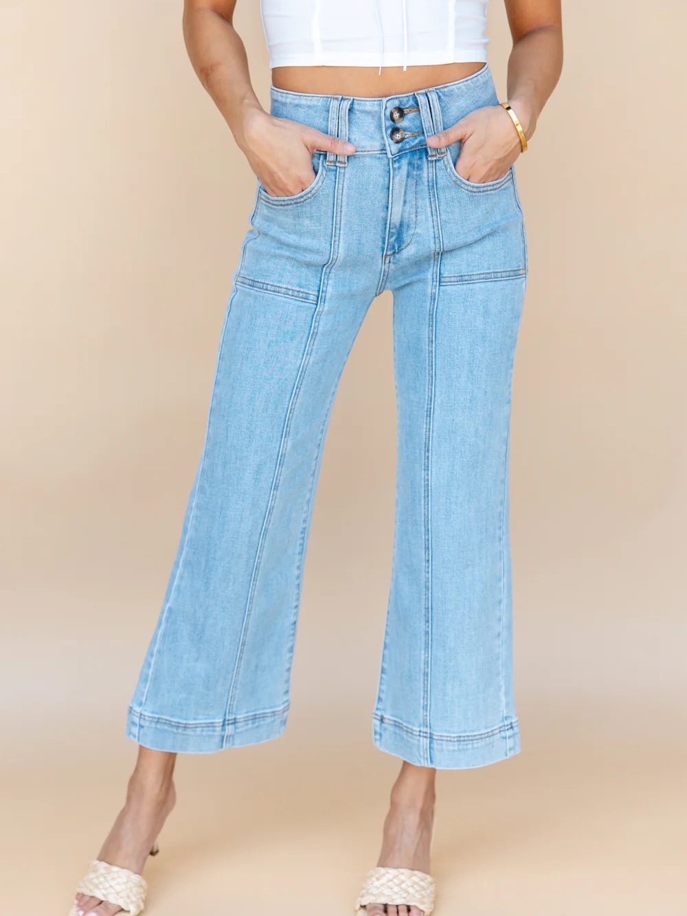 Wide Crop Jeans Light Wash Sz 32